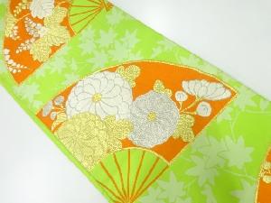 アンティーク　扇に菊桐模様織出し袋帯（材料）